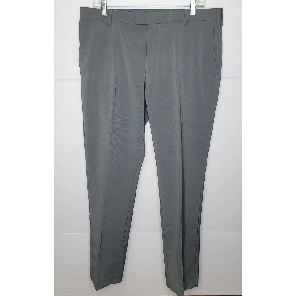 Van Heusen‎ Flex Dress Pants Mens 34x30 Grey Slim Fit Stretch Houndstooth Office